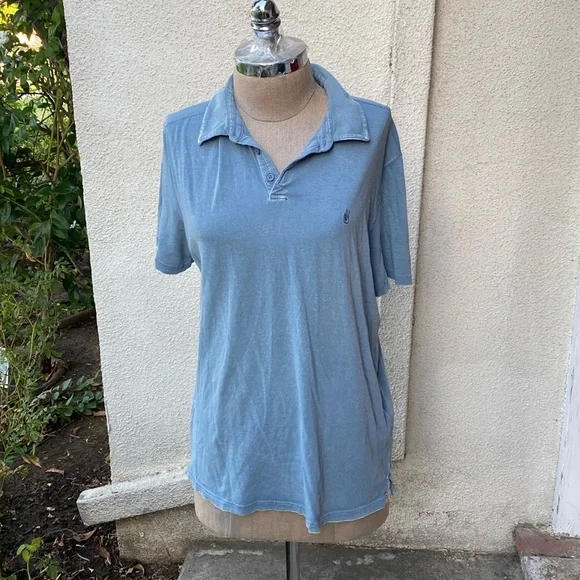 John Varvatos blue Leroy Johnny collar style 100% cotton men’s stretchy shirt - Picture 2 of 11